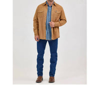 Wrangler Long Sleeve Flannel Lined Work Shirt in rawhide - men's shirt - detail view
