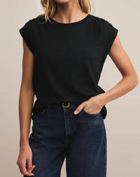 Z Supply Whisper Crewneck Top in black - women's t-shirt