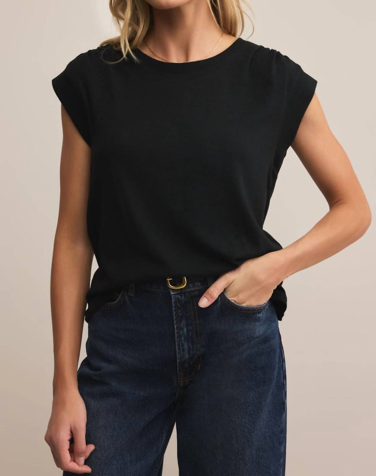Z Supply Whisper Crewneck Top in black - women's t-shirt