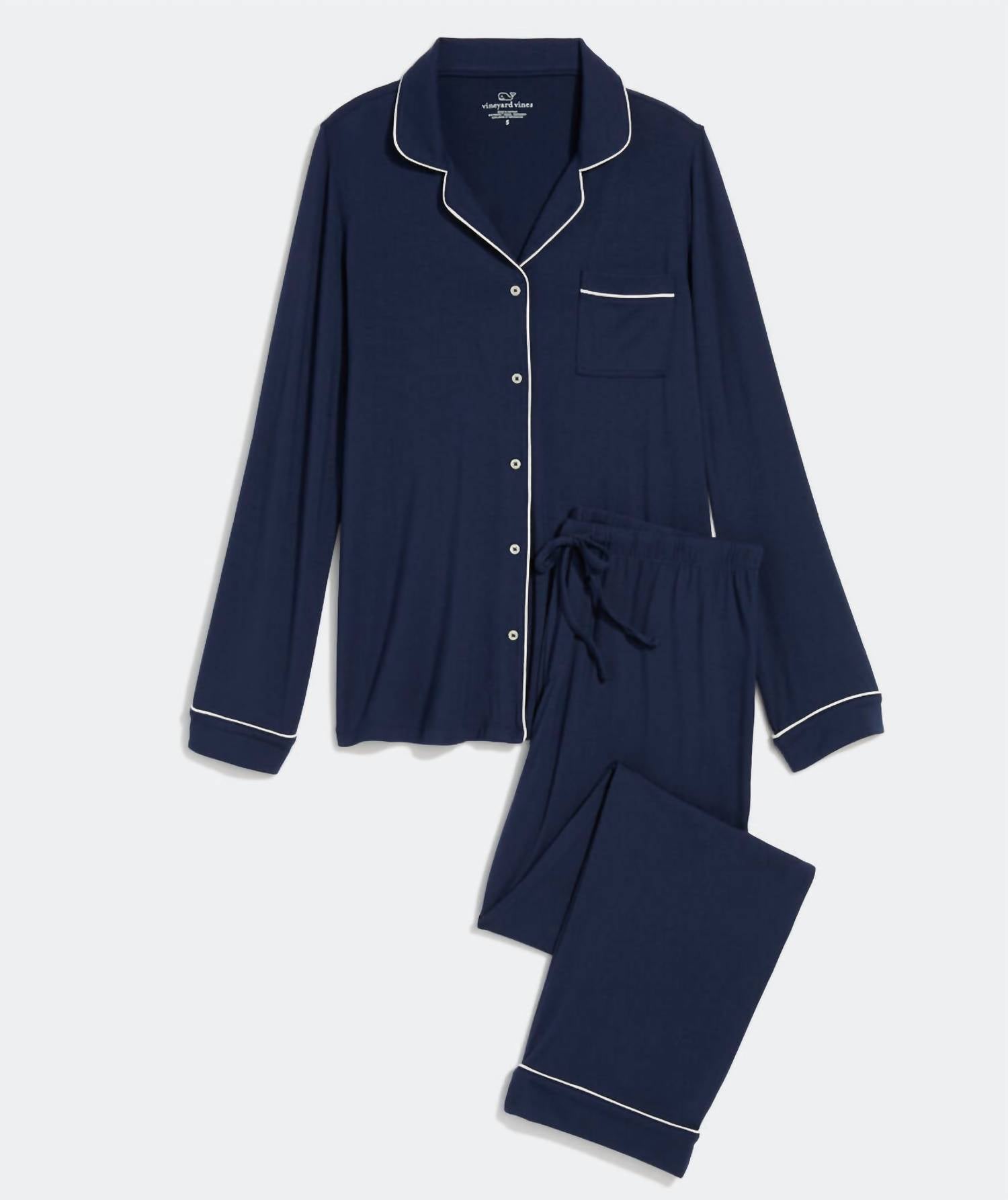 vineyard vines Super-soft Knit Pajama Set in nautical navy - women's intimate - view 4