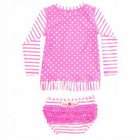 Rufflebutts - Stripe and Dot Rash Guard Swim Suit