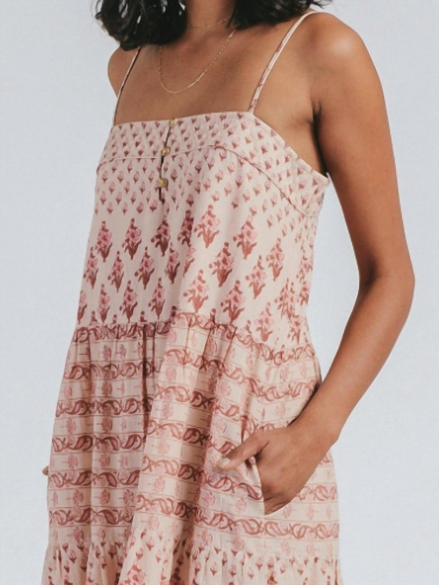 Cleobella Daisy Midi Dress in gradient block print - women's dress - detail view