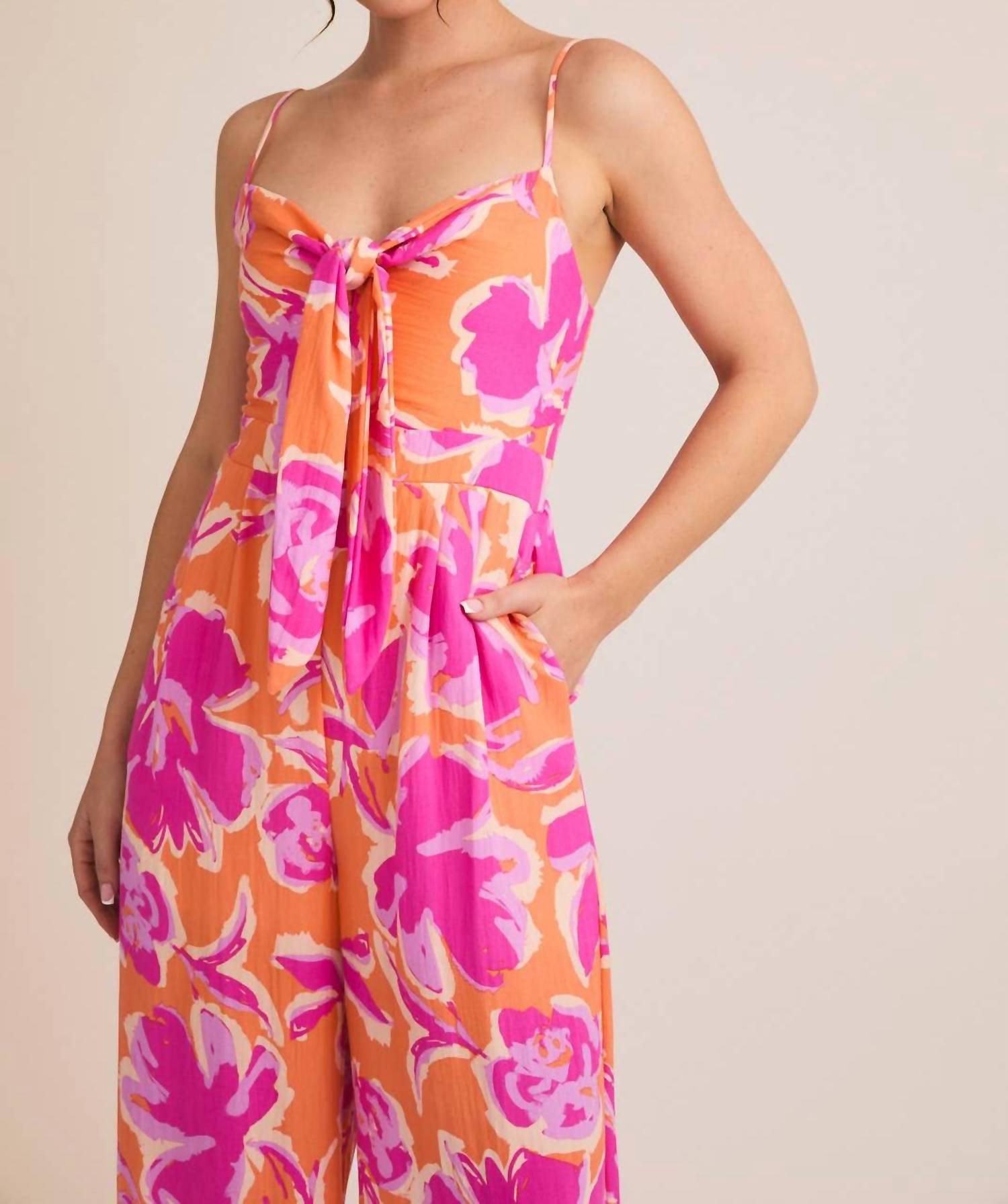 Gilli - Summer Fling Front Tie Floral Jumpsuit