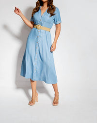 Blu Pepper - Collared Button Midi Dress