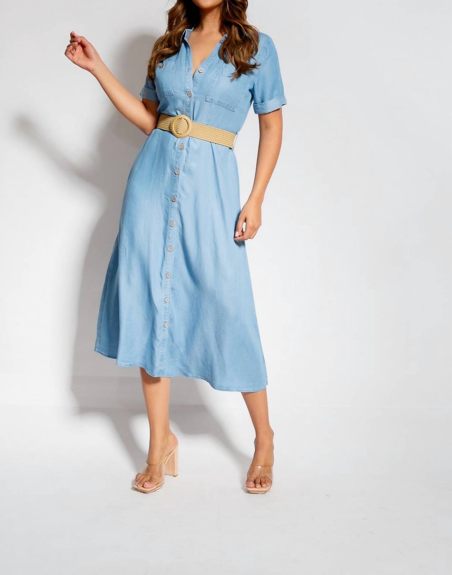 Blu Pepper - Collared Button Midi Dress