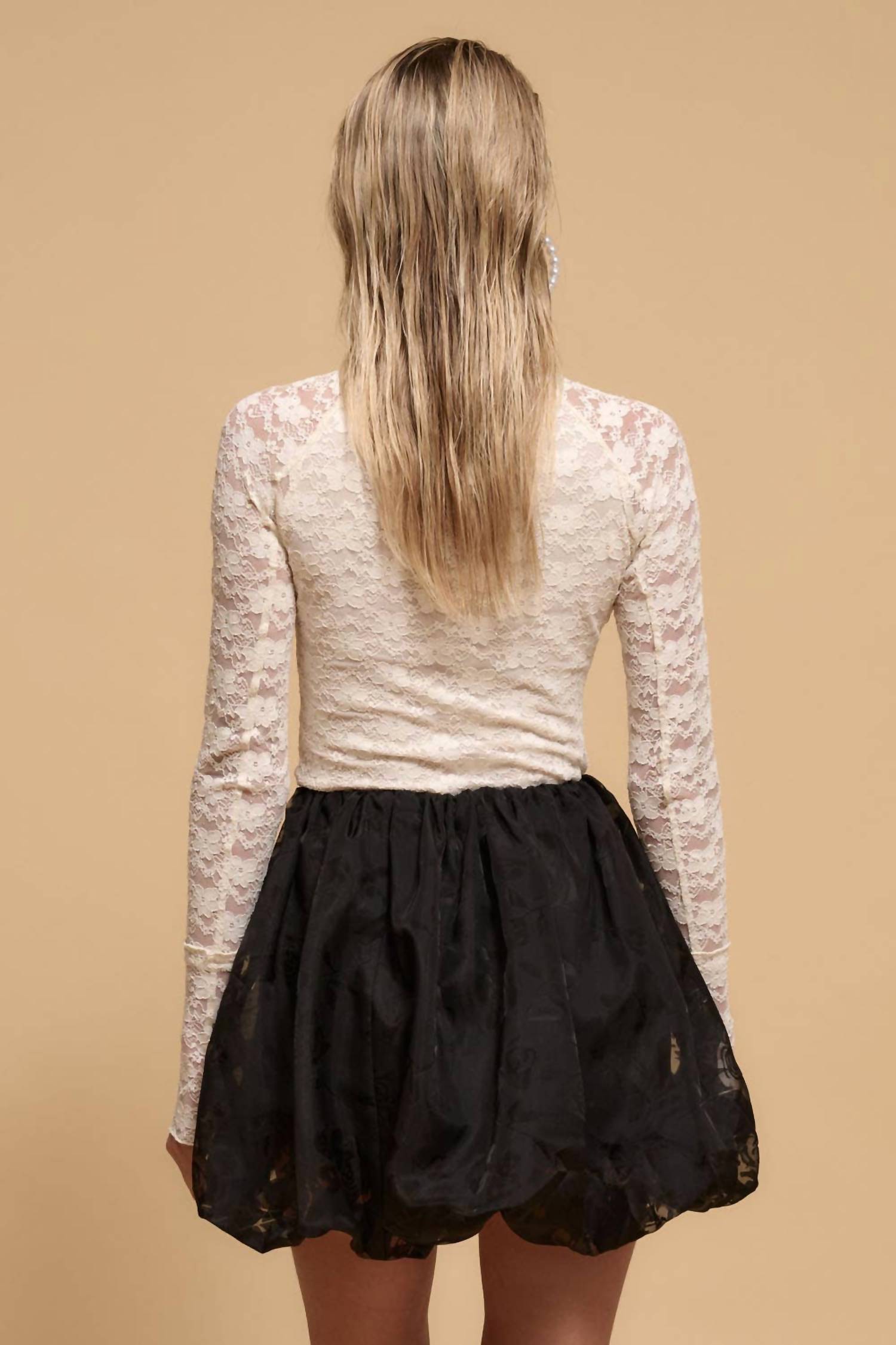 Promesa - Floral Burnout Mesh Bubble Mini Skirt