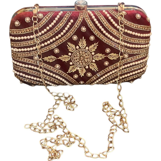 Carrier Co. - Women's Embroidered Velvet Clutch Bag