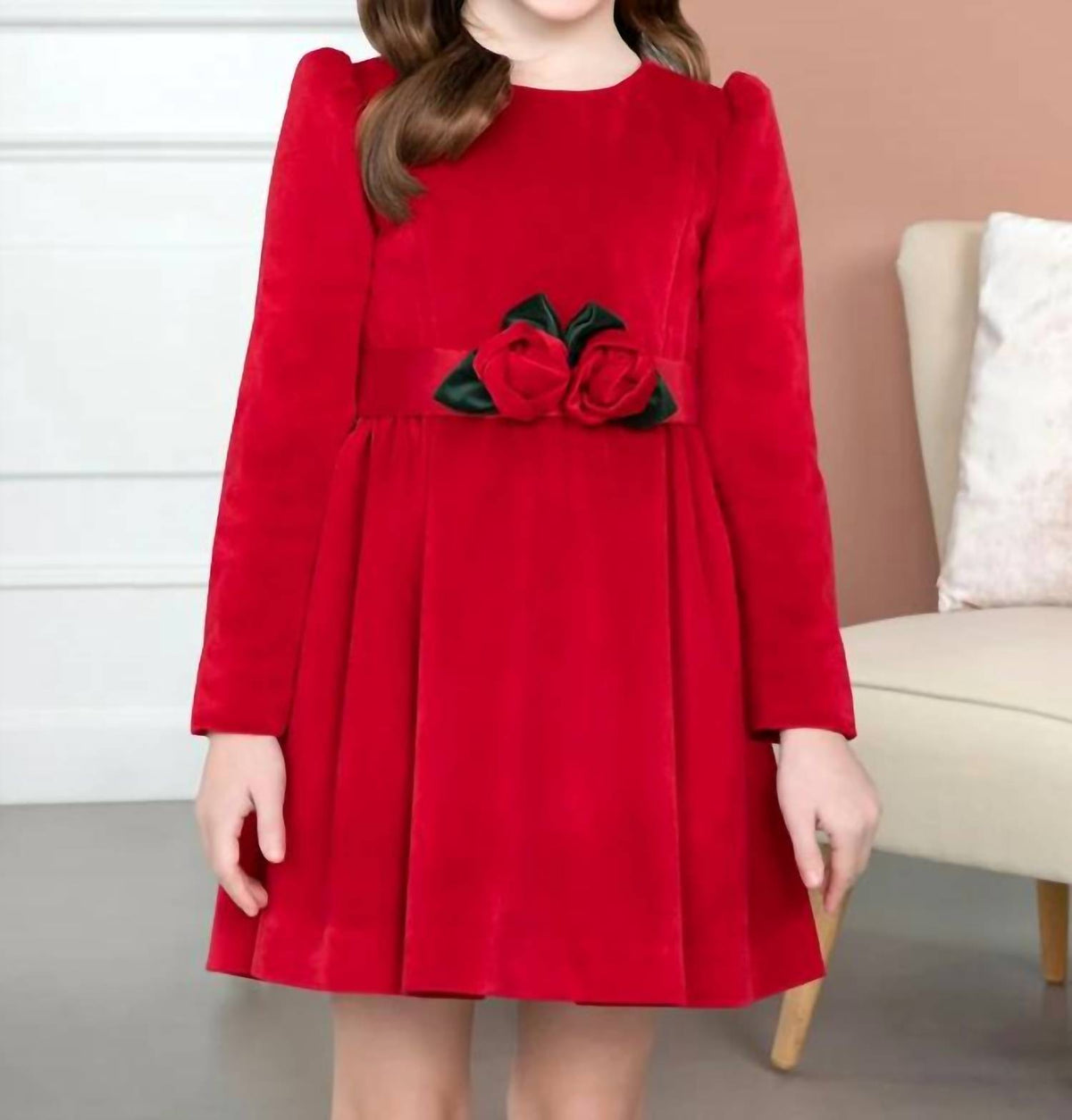 Abel & Lula - Girls Flowered Velvet Dress