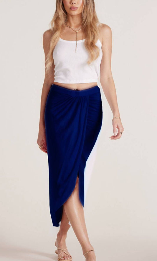 Bobi - Women's Draped Midi Skirt