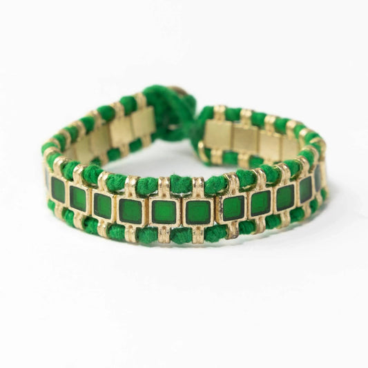 Ink+Alloy - Women's Josie Enamel Small With Loop Latch Leaf Bracelet