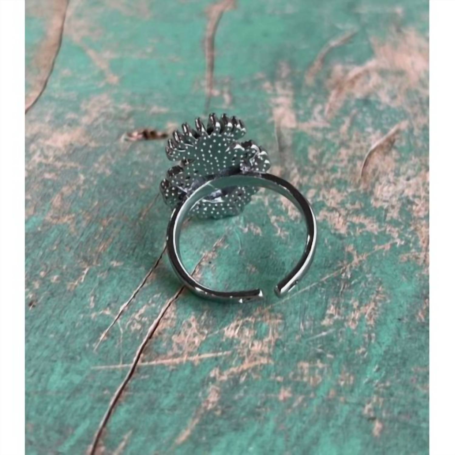 Love And Honor Jesus - Two Tone Sacred Heart Cubic Zirconia Adjustable Ring