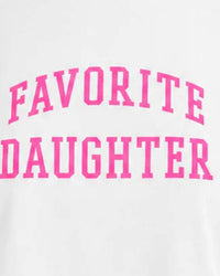 Favorite Daughter Women's Cropped Collegiate Tee in white neon pink - women's t-shirt - detail view