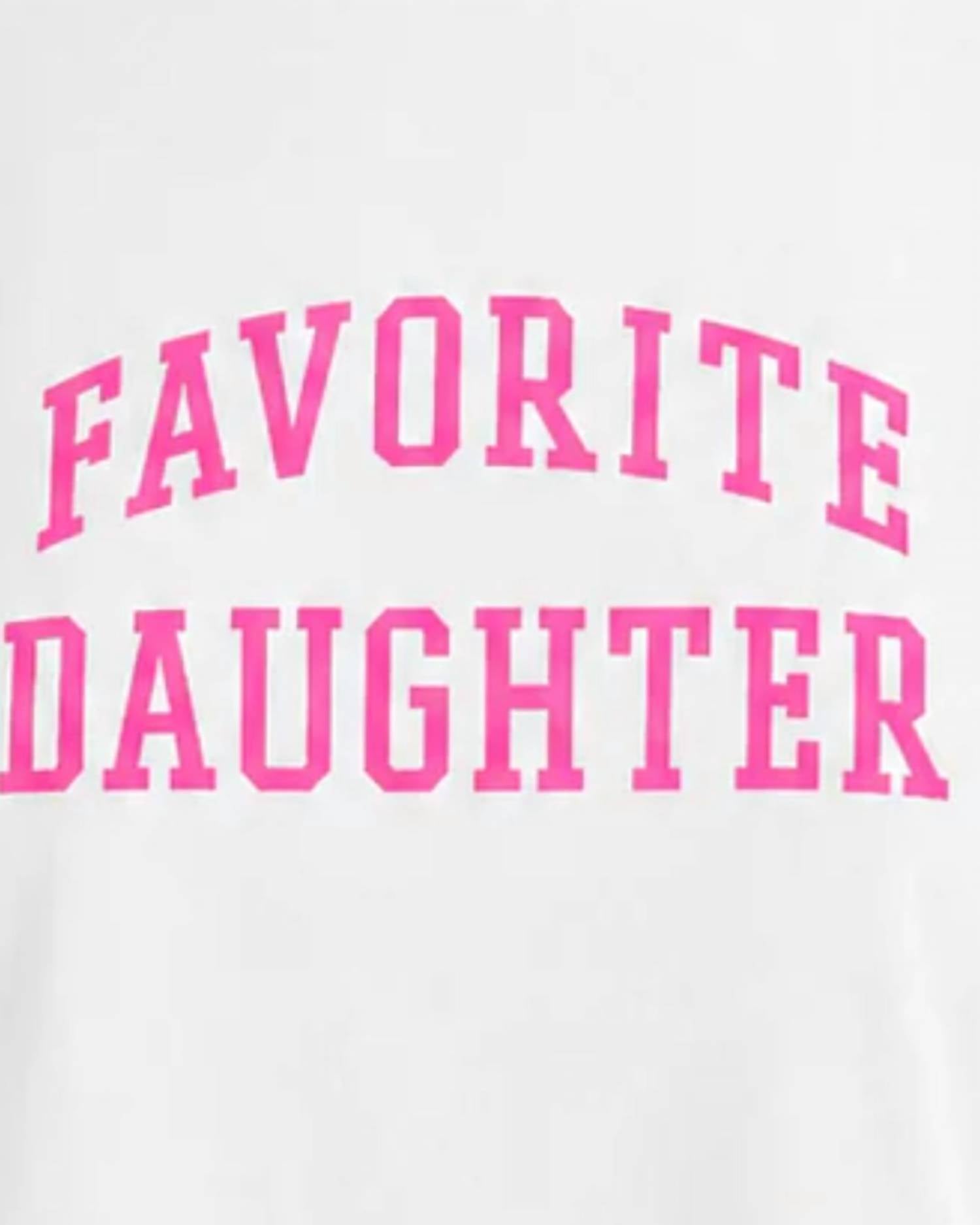 Favorite Daughter Women's Cropped Collegiate Tee in white neon pink - women's t-shirt - detail view