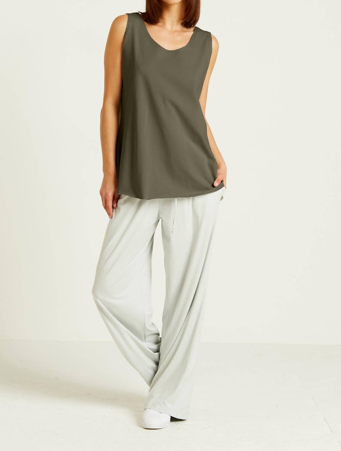 Planet By Lauren G. - Cotton Lycra Shirtail Tank