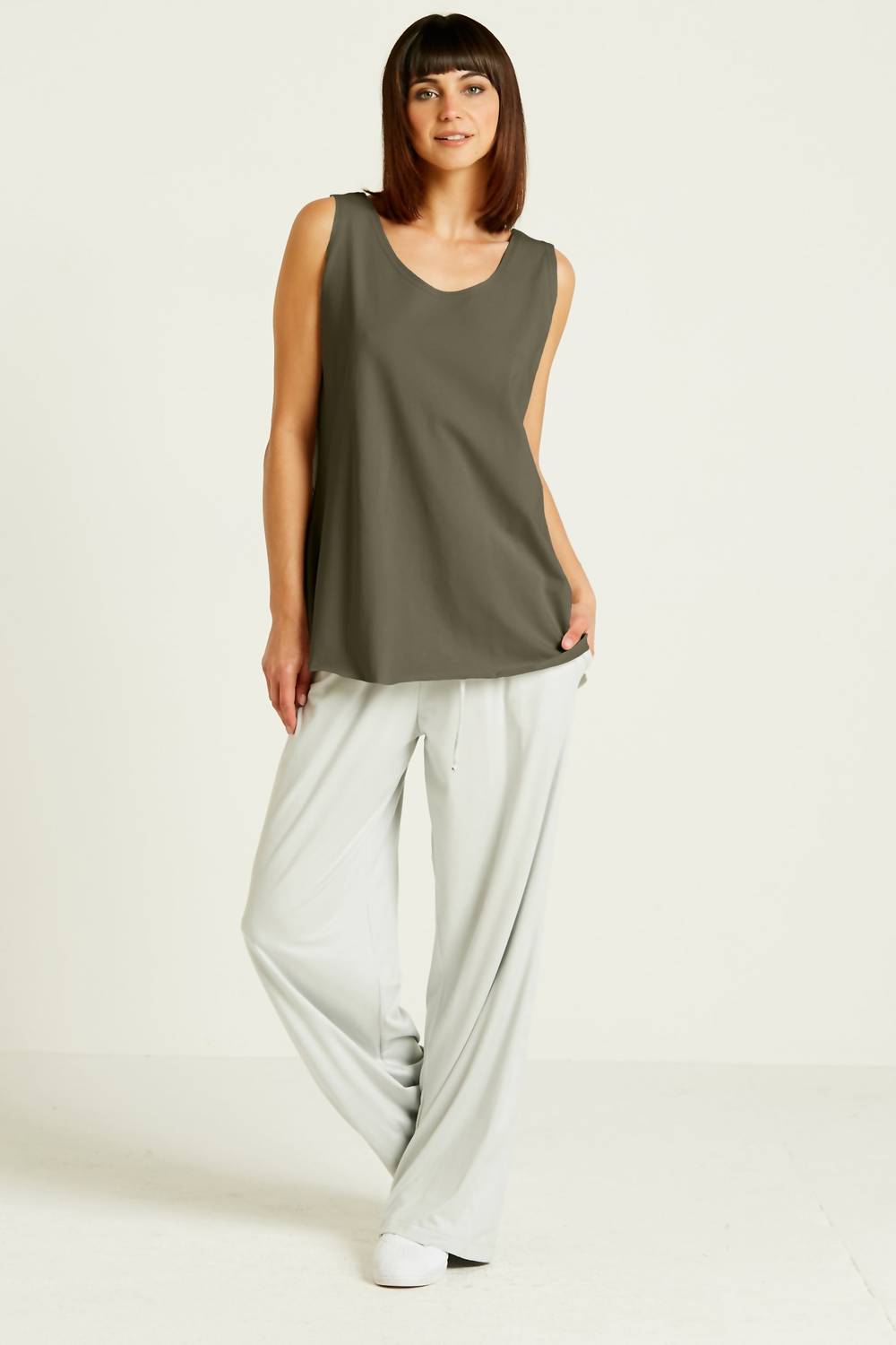 Planet By Lauren G. - Cotton Lycra Shirtail Tank