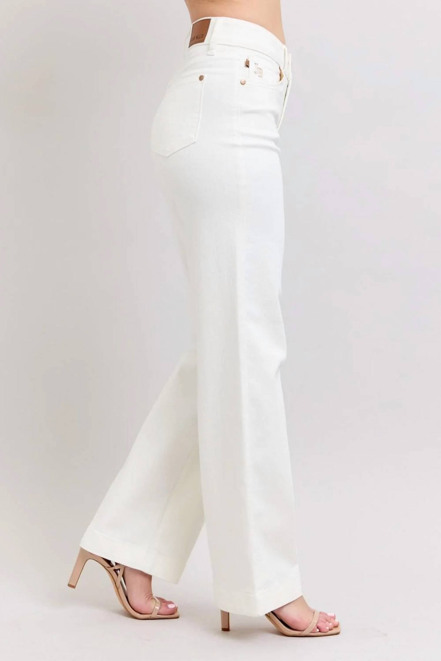 Judy Blue - High Waist Double Button Waistband & Coin Pocket Embroidery Jeans