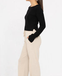 Mono B - Women's Ribbed Crew Neck Top