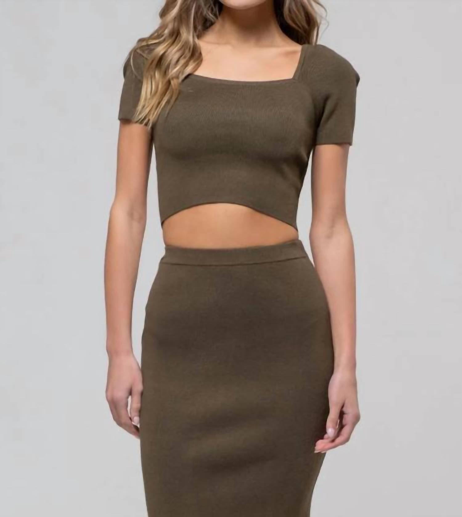 The Workshop - Square Neck Sweater Knit Crop Top