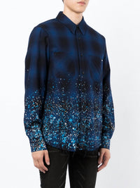 Amiri Crystal Painter Flannel Button Down Shirt in navy black - men's shirt