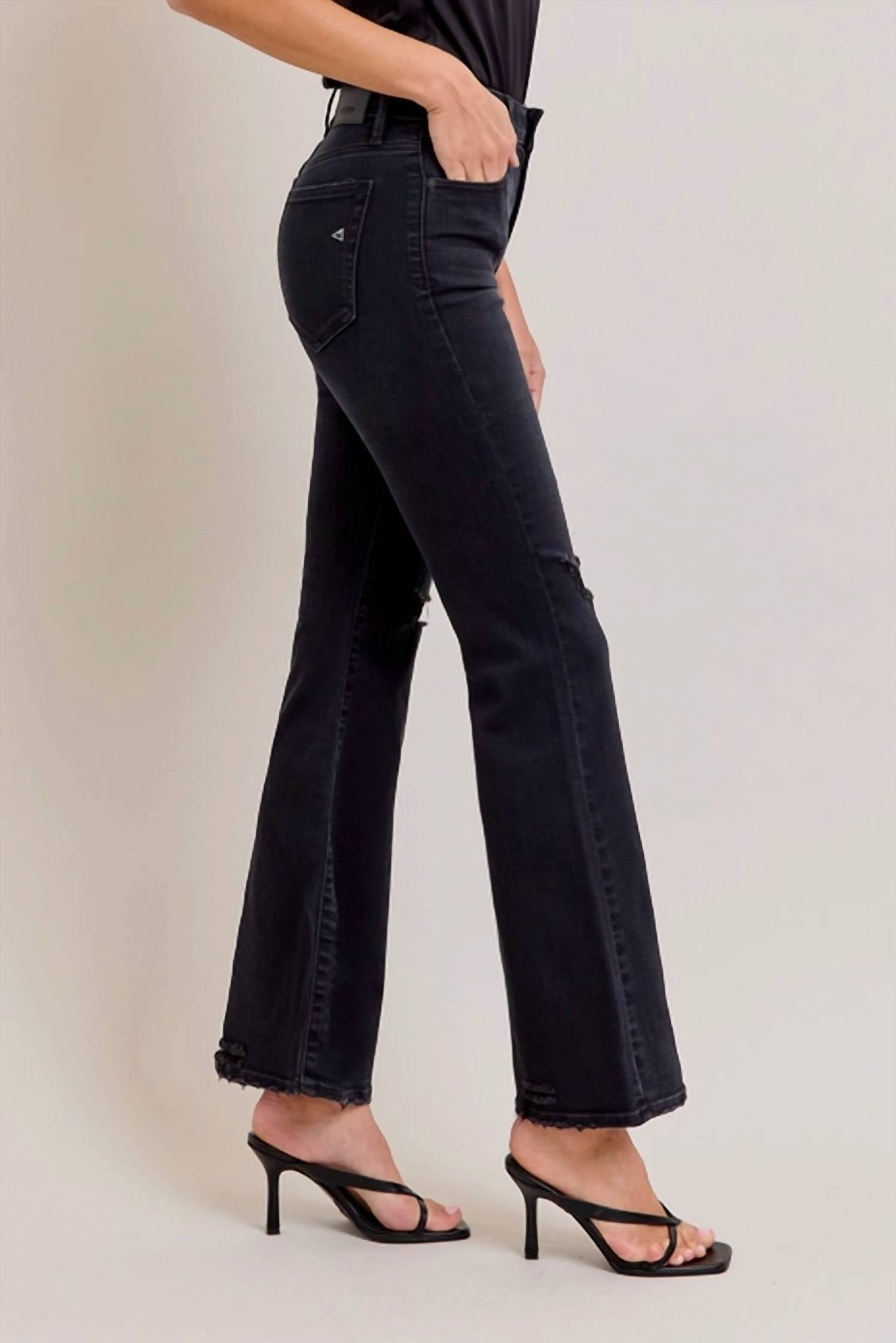 Hidden - Knee Distressed Stretch Flare Jean