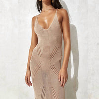 Sweetkama - Solid Color Flounce Halter Cover Up Dress