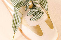 The Darling Effect Gingham Shoe Laces in green - women's item - detail view