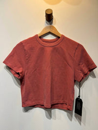 LES TIEN Women's Daria Crop Tee in washed flamingo - women's t-shirt