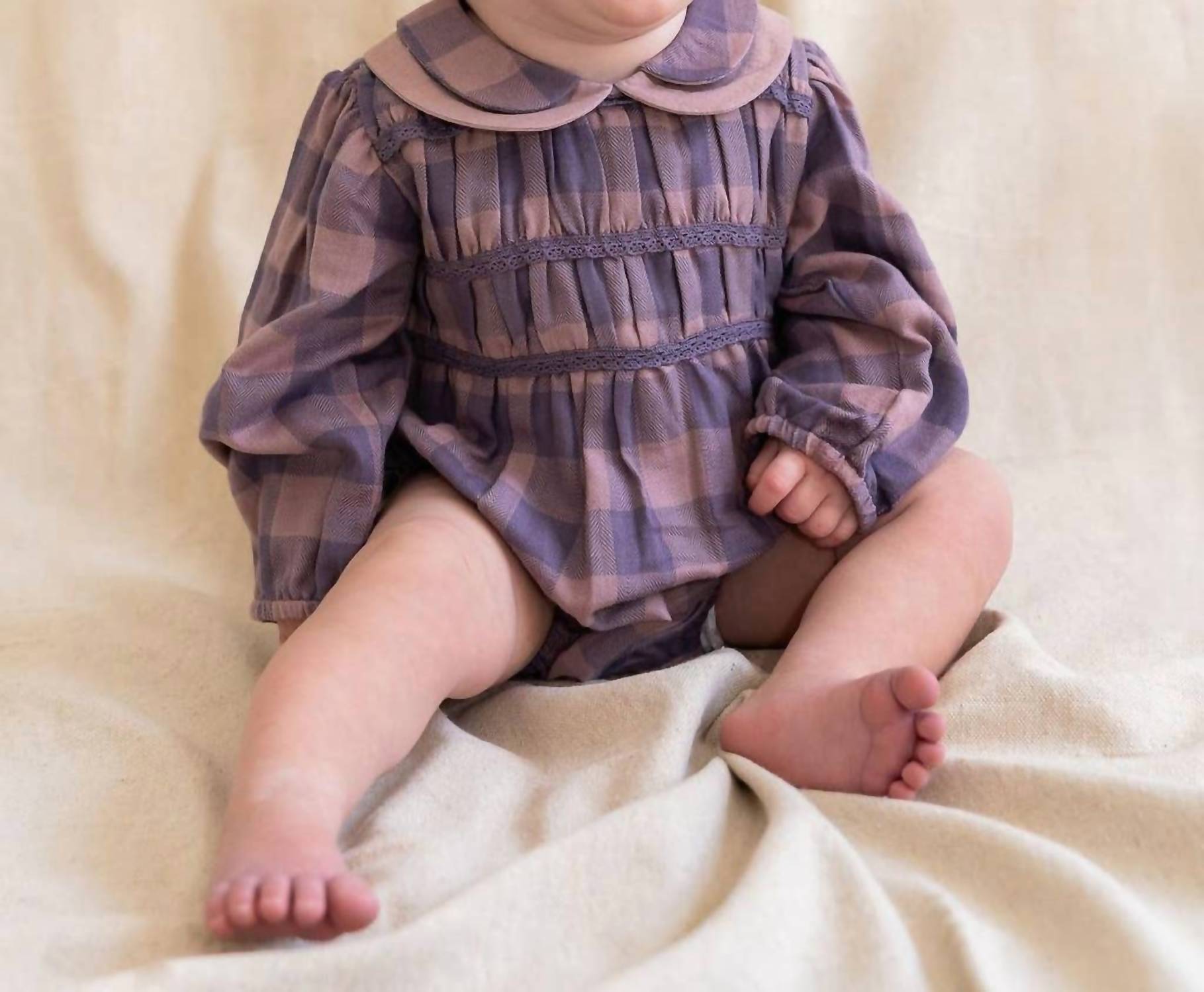 Viverano Organics - Smocked Peter Pan Gingham Romper