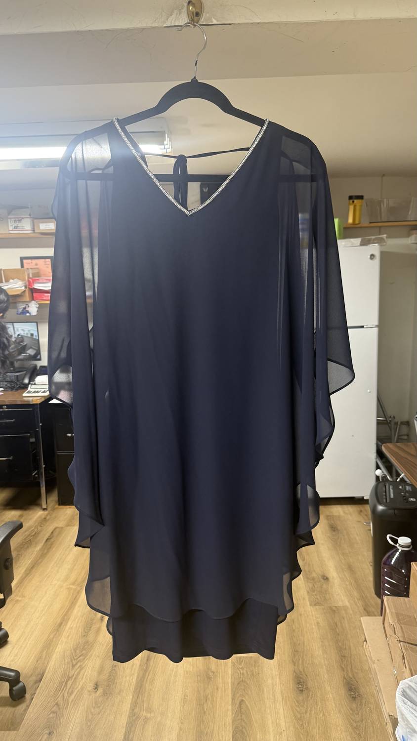 Joseph Ribkoff - Women's Crystal Trim Sheer Overlay Dress