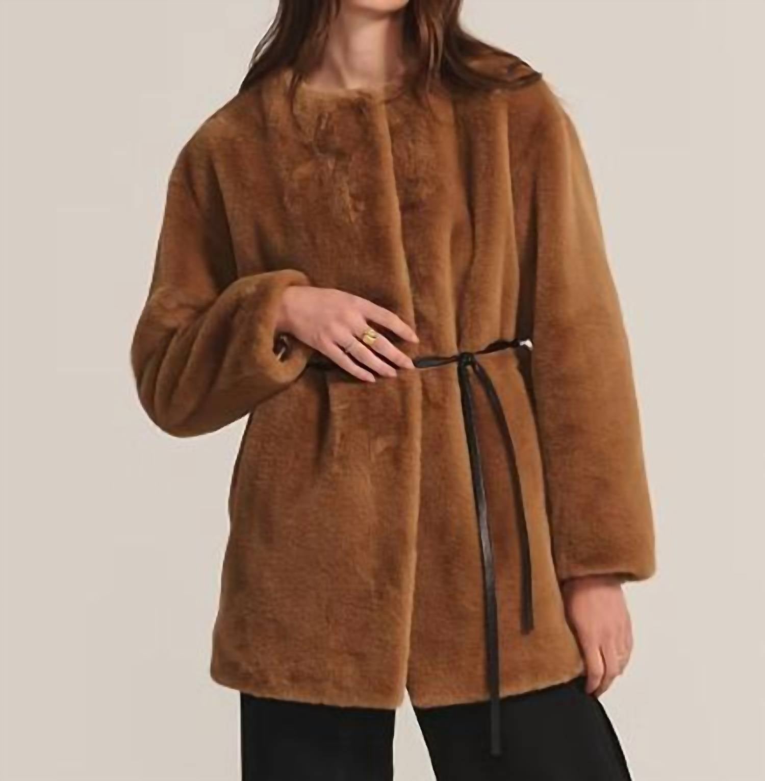 Velvet by Graham & Spencer Marmont Faux Fur Jacket in camel - women's jacket
