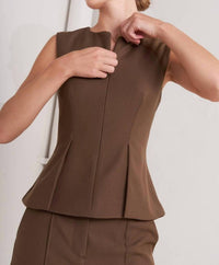 FLYING TOMATO Solid Woven Top in brown - women's blouse - view 4