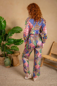 Paparazzi - Vibrant Satin Long Sleeve Blouse