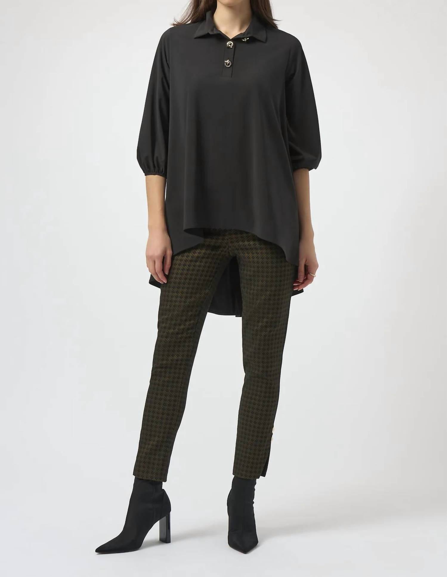 Joseph Ribkoff - Collared Hi-low 3/4 Sleeve Top