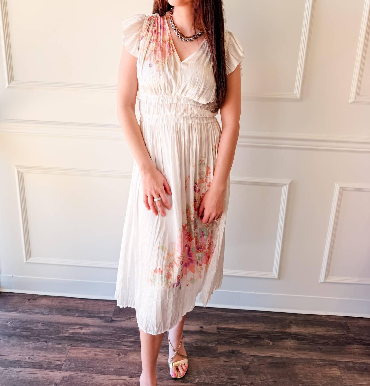 Current Air - Blossom Breeze Pleated Midi Dress