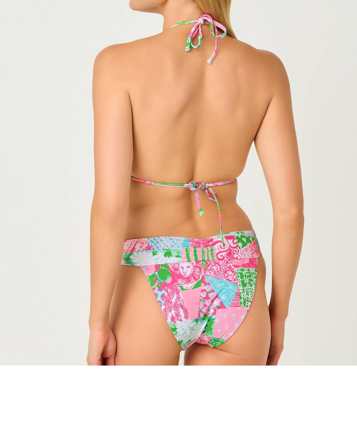 Lilly Pulitzer Trey Bikini Bottom in multi crazy quilt - women's swimwear - detail view