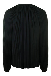 Ulla Johnson Women's Electra Pleated Satin Blouse in noir - women's blouse - detail view