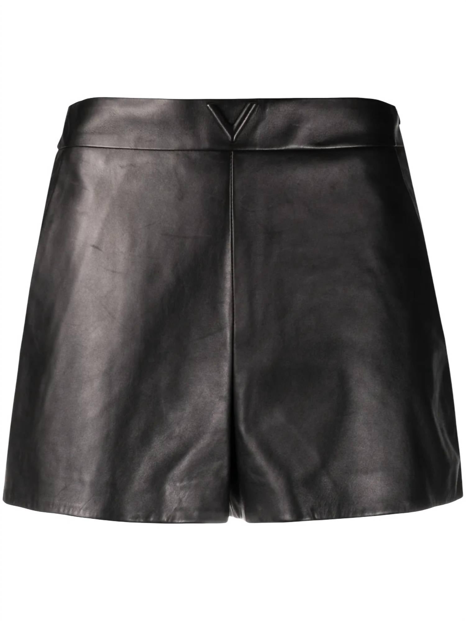 Valentino - High Waist Leather Shorts