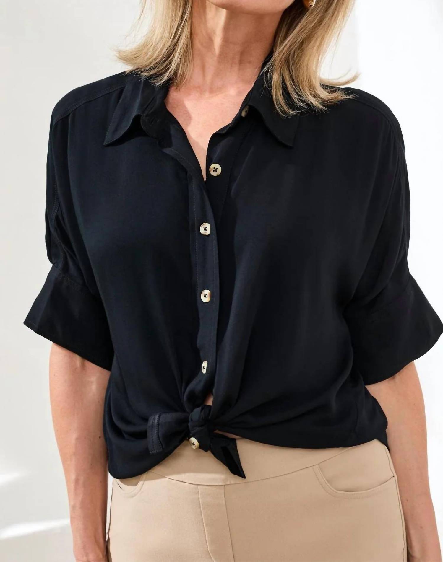 Tribal - Soft Satin Drop Shoulder Classic Blouse