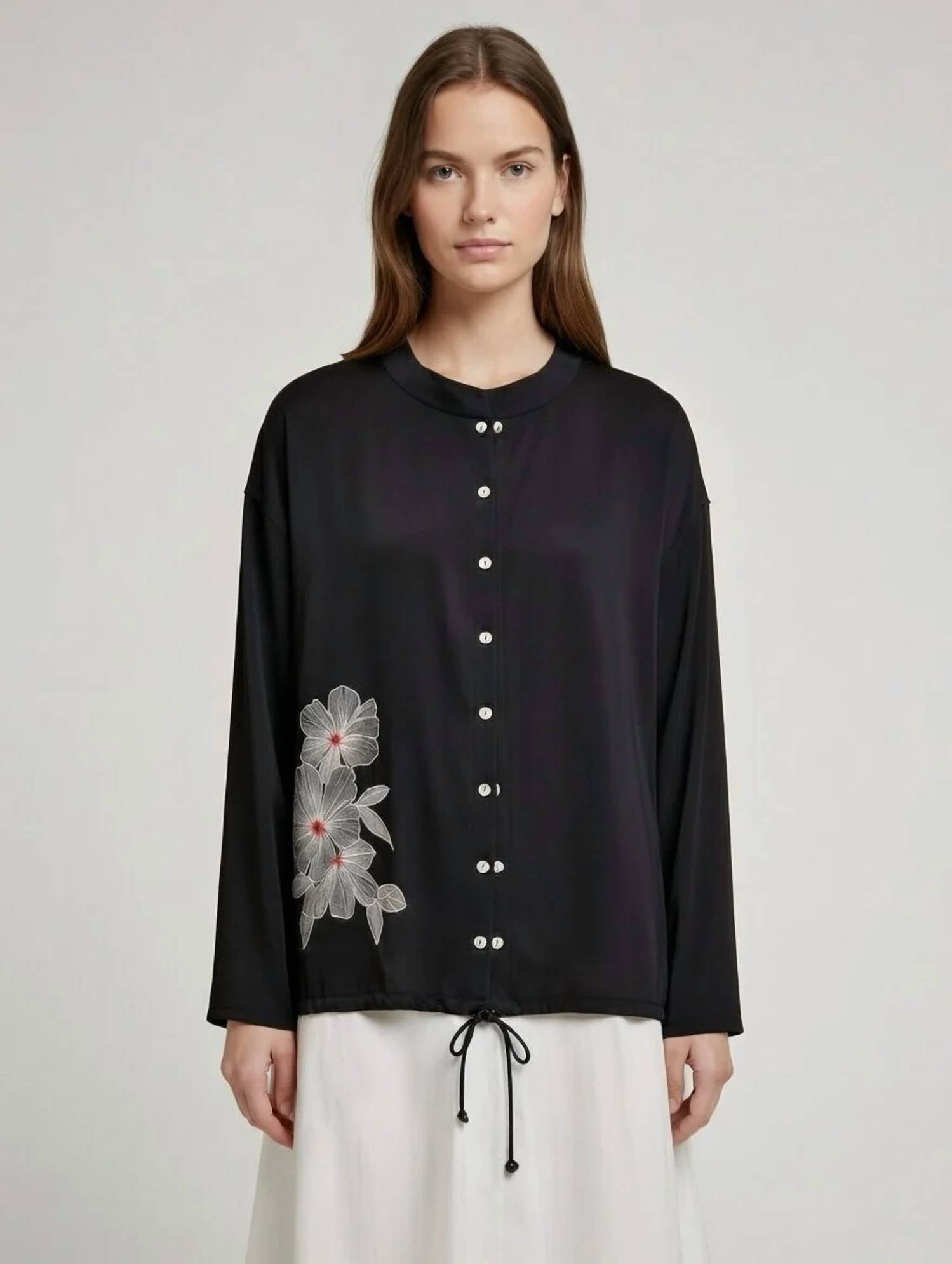 Eiger Weger - Floral Embroidery Button-down Top