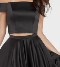 ALYCE PARIS Off The Shoulder Two Piece Satin Ball Gown in black - women's dress - detail view
