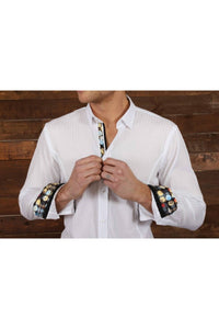 Eight X - Long Sleeve Jacquard Button Down Shirt With Contrasting Trim