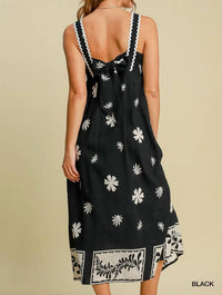 Umgee - Floral Border Print Midi Dress With Rick Rac Trim