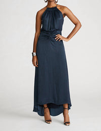 Halston - Women's Slub Micro Satin Gown