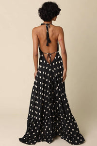 Olivaceous - Charly Polka Dot Halter Maxi Dress
