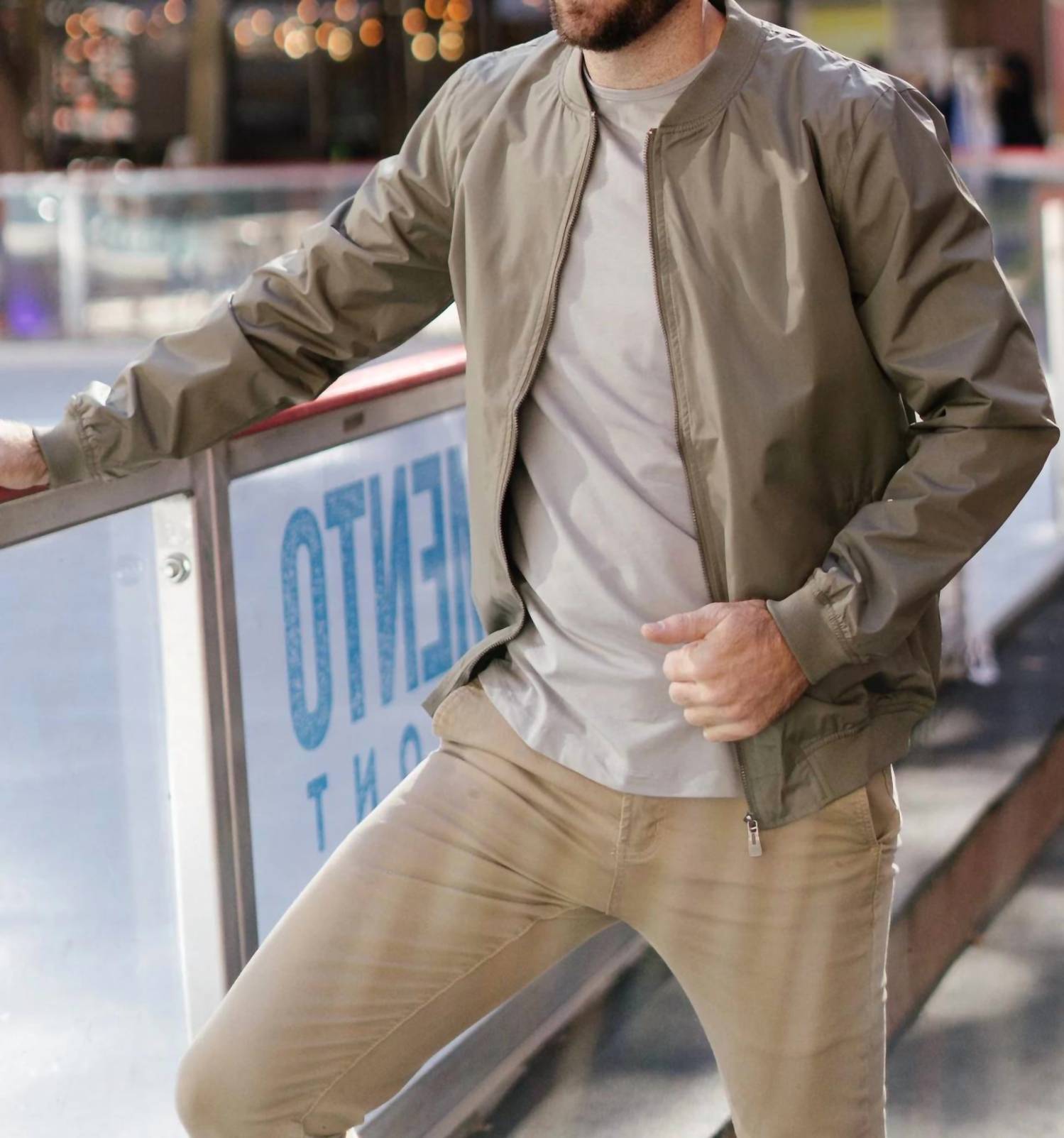 Soulstar - Relaxed-fit Lightweight Stretch Zip-up Bomber Jacket