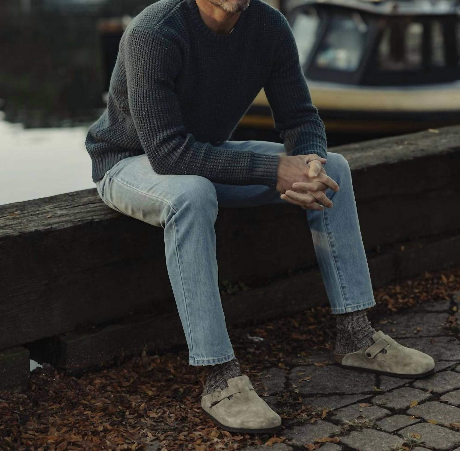 The Normal Brand Seawool Nep Crewneck Sweater in waterloo - men's sweater - view 5