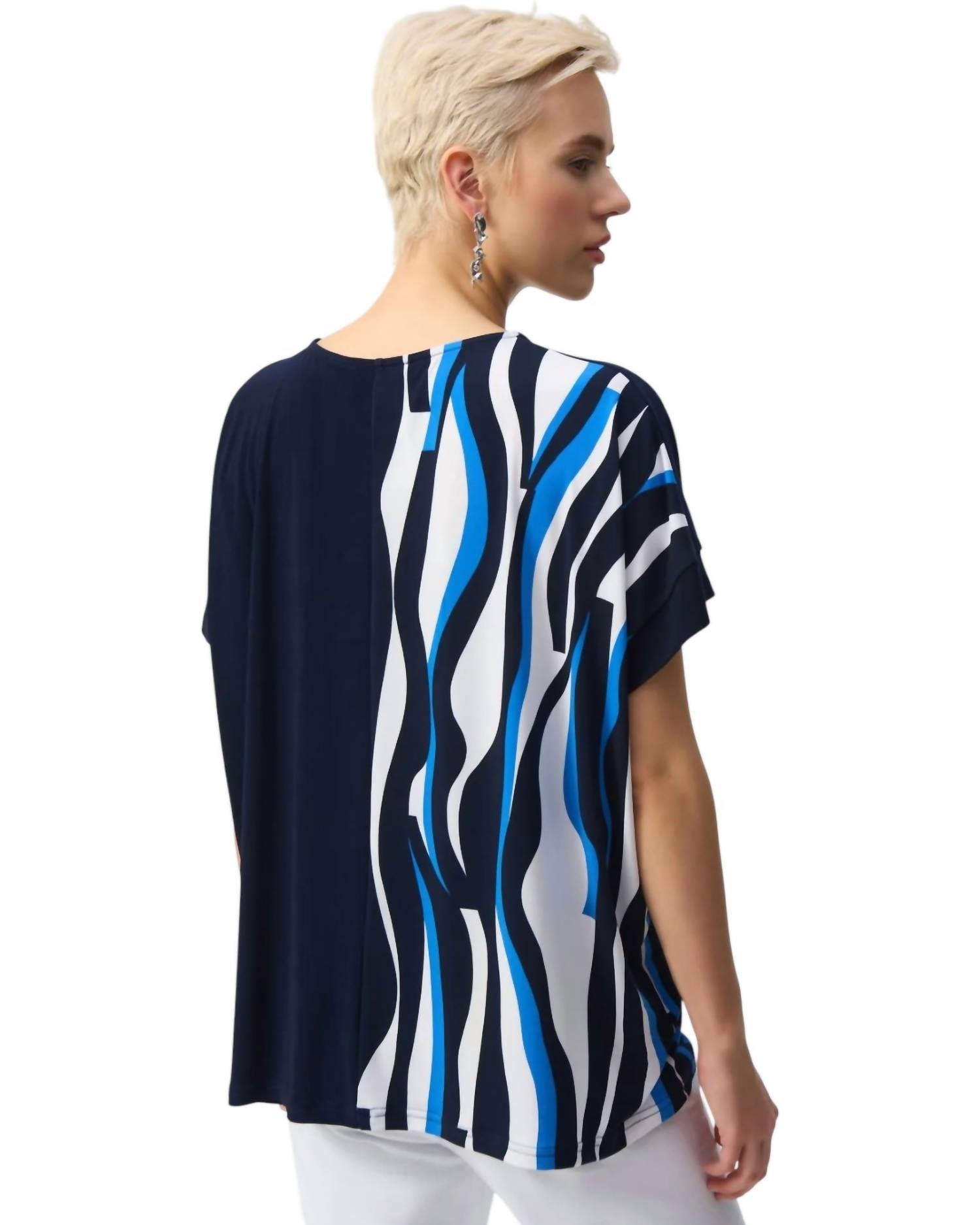 Joseph Ribkoff - Silky Knit Geometric Print Boxy Top