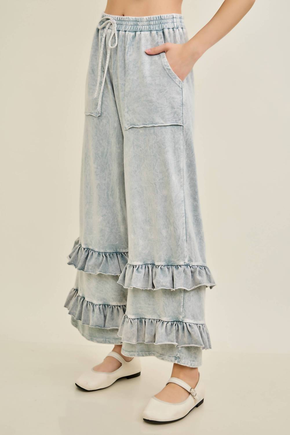 J.Her - Mineral Washed Double Ruffle Boho Princess Pants