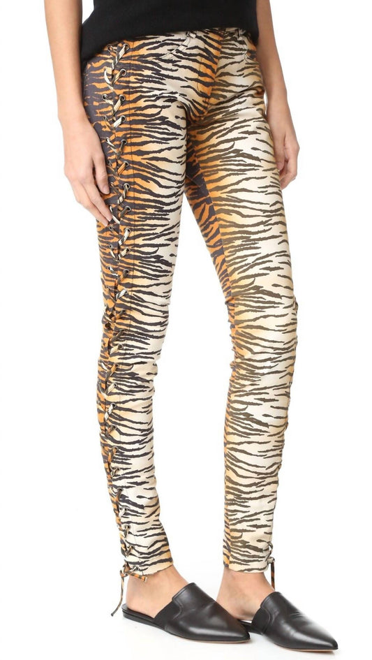 A.L.C. - Animal Print Tiger Side Lace Up Dent Pants