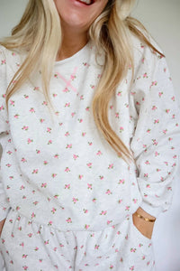 The Greii - Women's Maggie Floral Sweatshirt And Shorts Loungewear Set